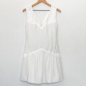 NWT Sandro White V Neck Mini Dress Size Small